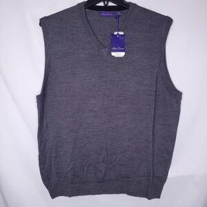 Alan Flusser Merino Wool Sweater Vest Mens XXL Gray V Neck NWT